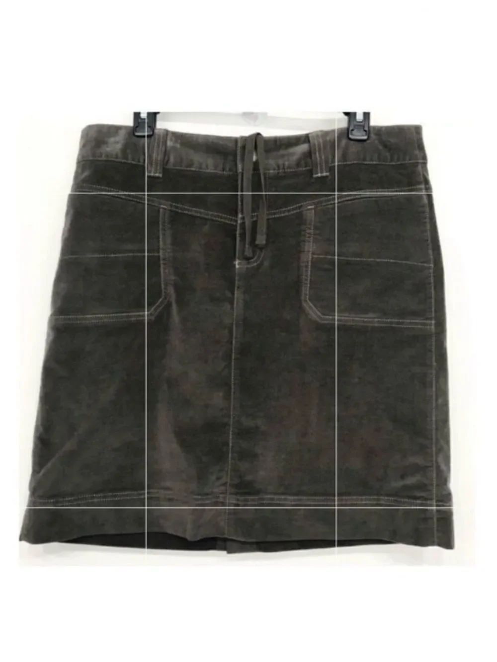 Athleta Olive Green Cotton Velour Drawstring Waist Mini Skirt